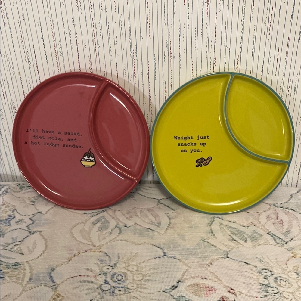 Time to Celebrate set of Two Round Divided Snack Plates 2 Sections